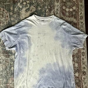 PINK Victoria's Secret Men's Short Sleeve Tie-Dye Tee - Blue and White